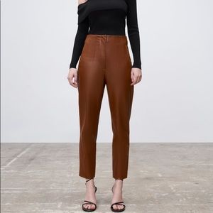 ZARA FAUX LEATHER HIGH-WAISTED PANTS